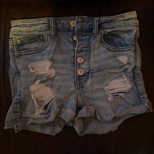 American Eagle Outfitters Blue Distressed Jean Shorts